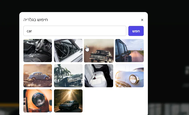Searching the shared stock image gallery